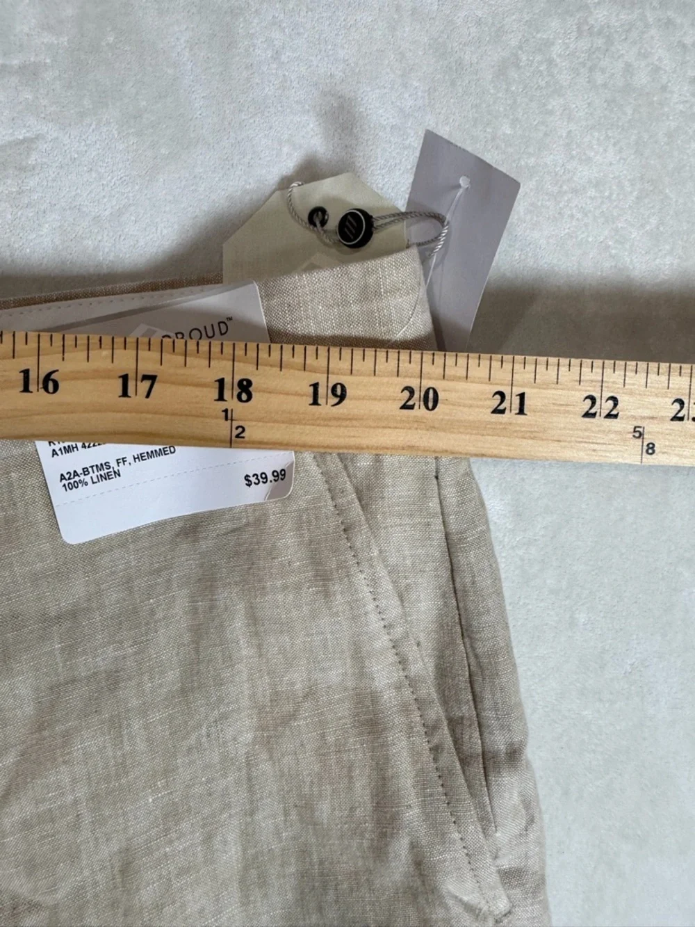 Brand New NWT Joseph Abboud 100% Linen 42W 32L Men's Beige Linen-Blend Chinos